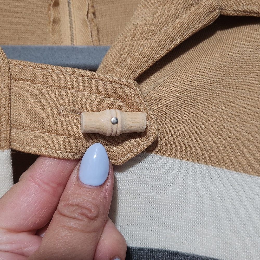 BUTTE KNIT Womens Small Striped Wool Blend Collared Sweater Neutral Vintage 70s - Picture 4 of 14